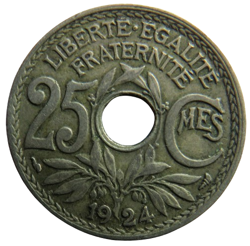 1924 France 25 Centimes Coin