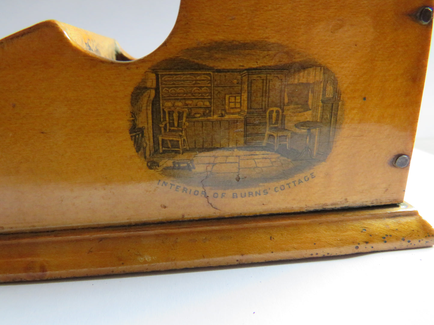 Antique Mauchline Transfer Ware Sledge Inkwell "Burns Cottage"