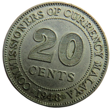 Load image into Gallery viewer, 1948 King George VI Commissioners of Currency Malaya 20 Cents Coin
