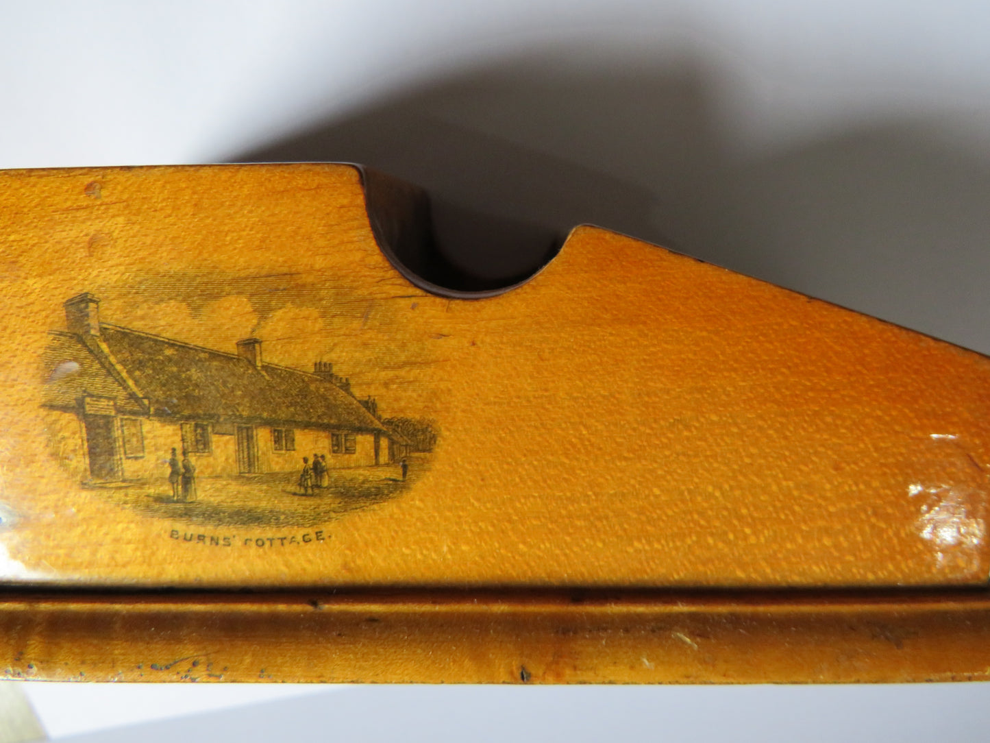 Antique Mauchline Transfer Ware Sledge Inkwell "Burns Cottage"