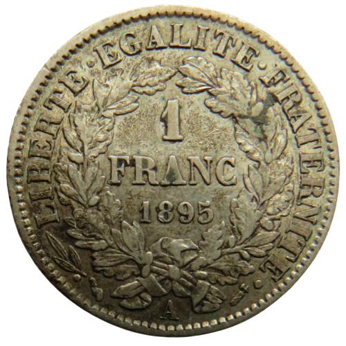 1895-A France Silver 1 Franc Coin