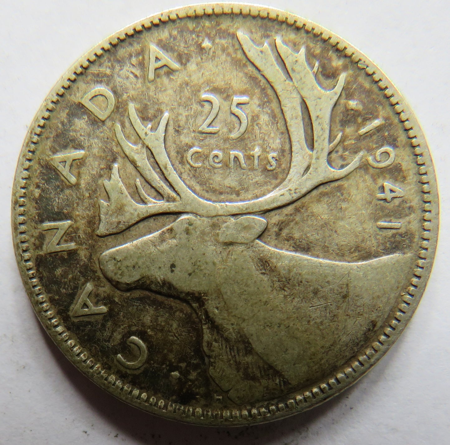 1941 King George VI Canada Silver 25 Cents Coin