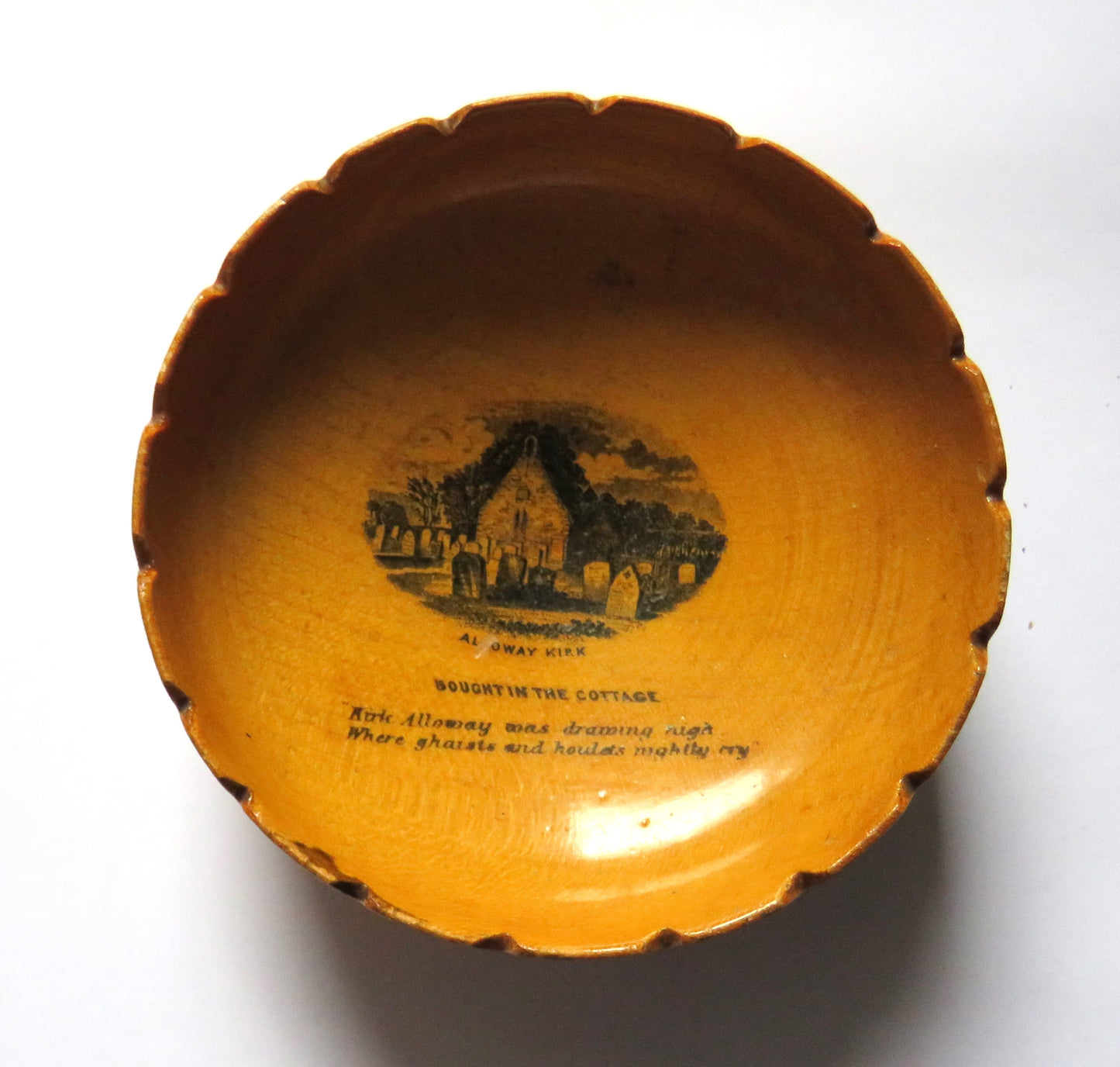 Antique Mauchline Transfer Ware Bowl "Alloway Kirk"
