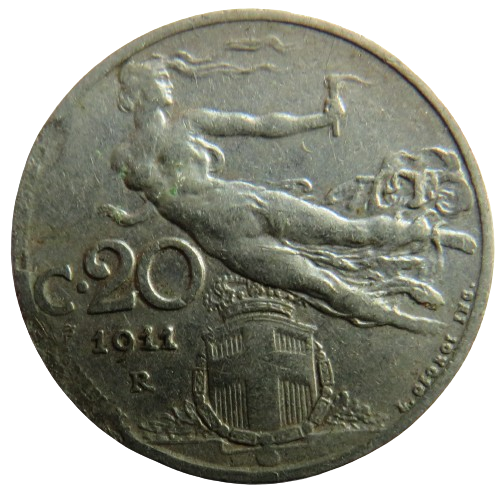 1911 Italy 20 Centesimi Coin