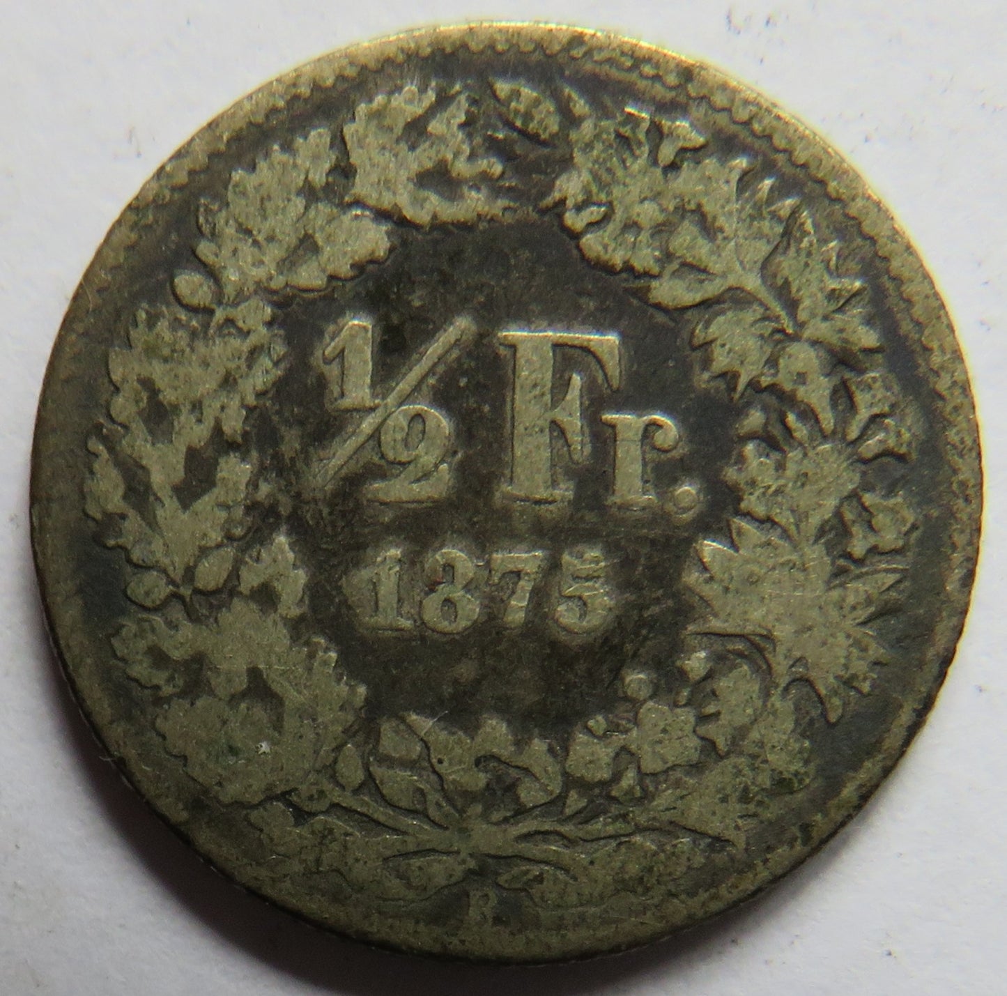 1875 Switzerland Silver 1/2 Franc Coin