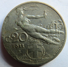 Load image into Gallery viewer, 1911 Italy 20 Centesimi Coin
