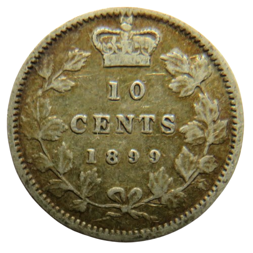 1899 Queen Victoria Canada Silver 10 Cents Coin