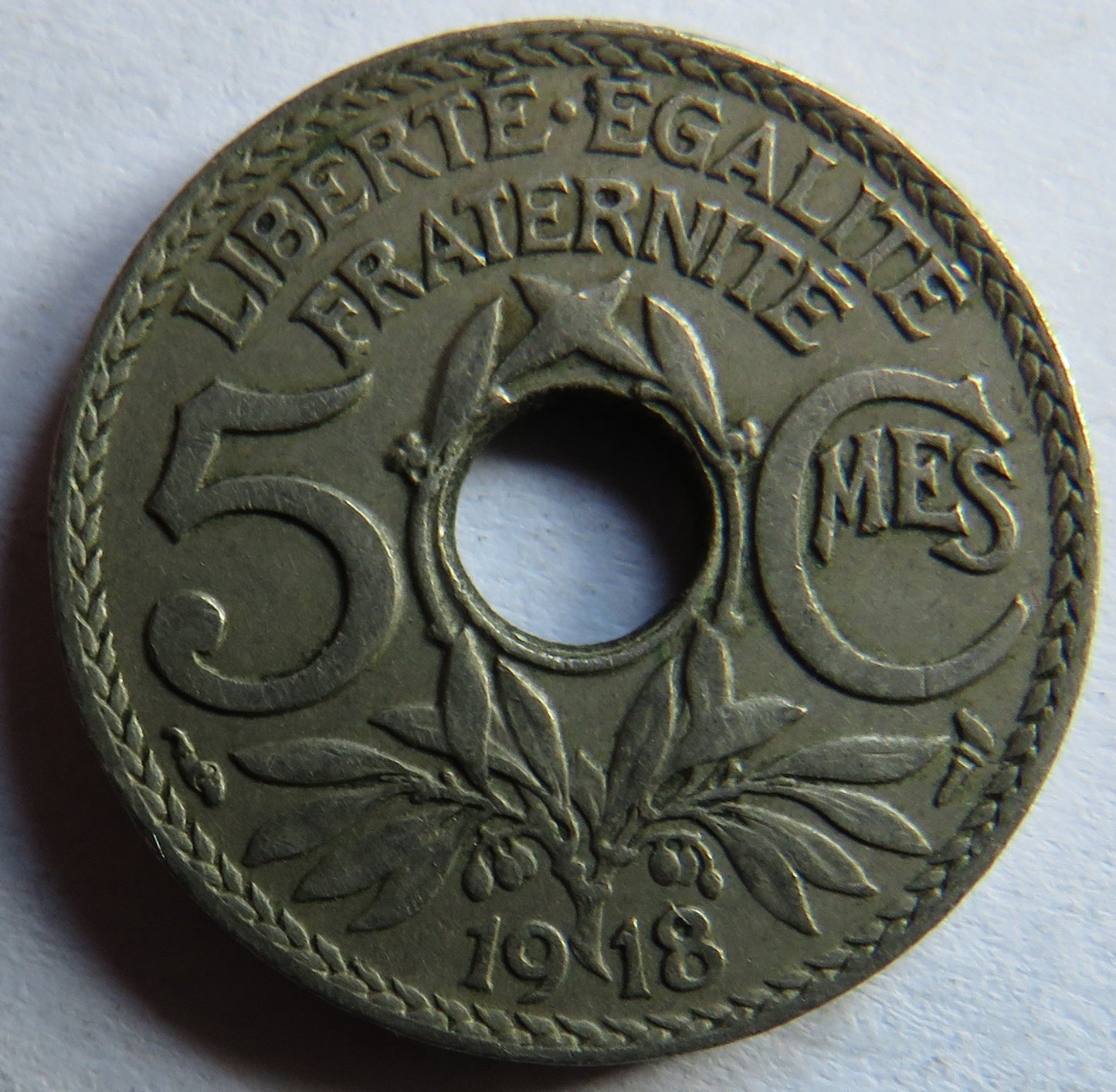 1918 France 5 Centimes Coin