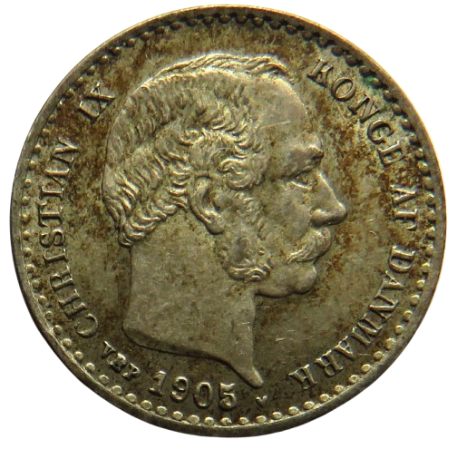 1905 Denmark Silver 10 Ore Coin