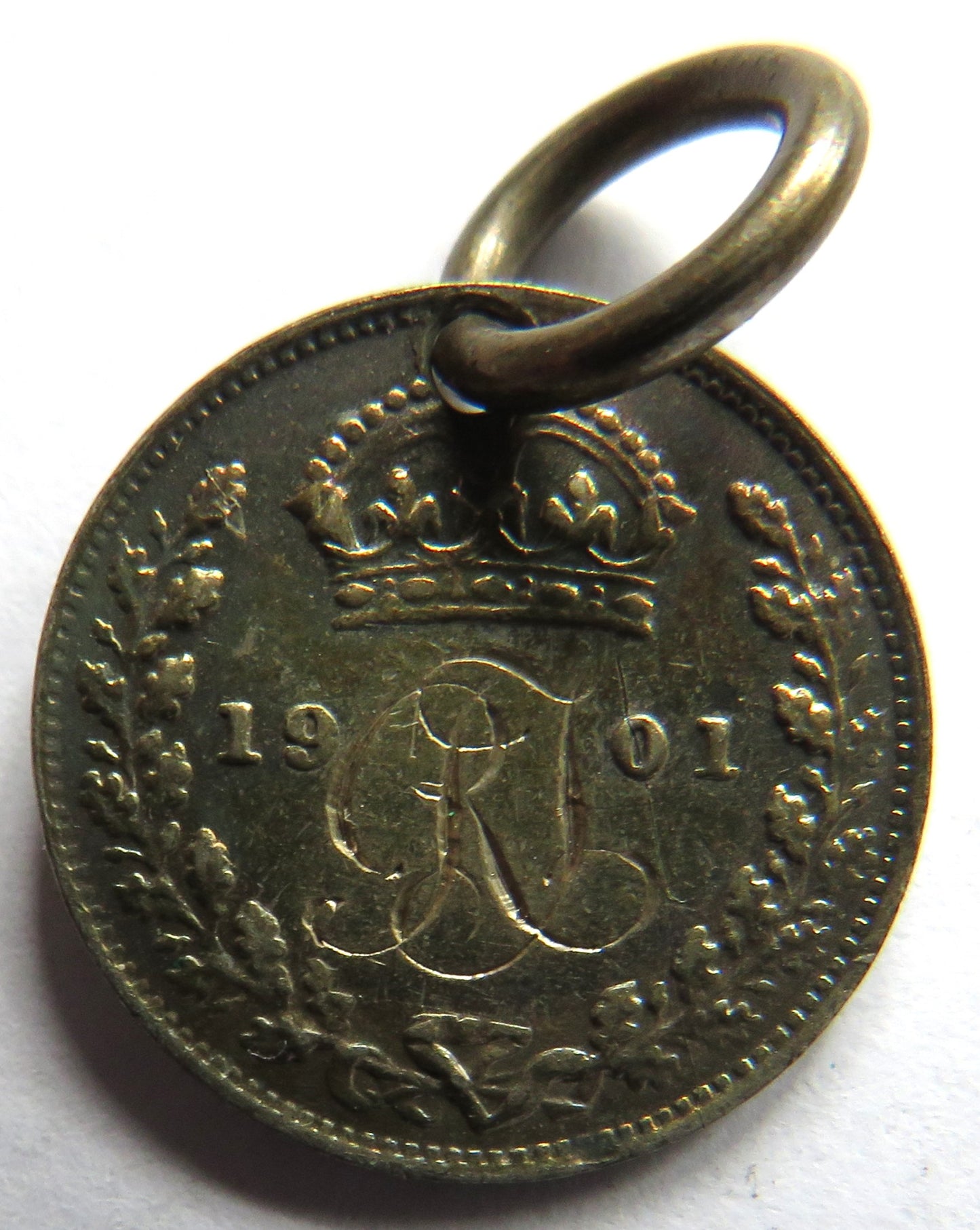 1901 Queen Victoria Silver Threepence Coin Pendant Love Token