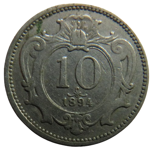 1894 Austria 10 Heller Coin