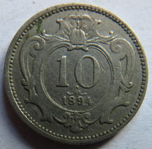 Load image into Gallery viewer, 1894 Austria 10 Heller Coin
