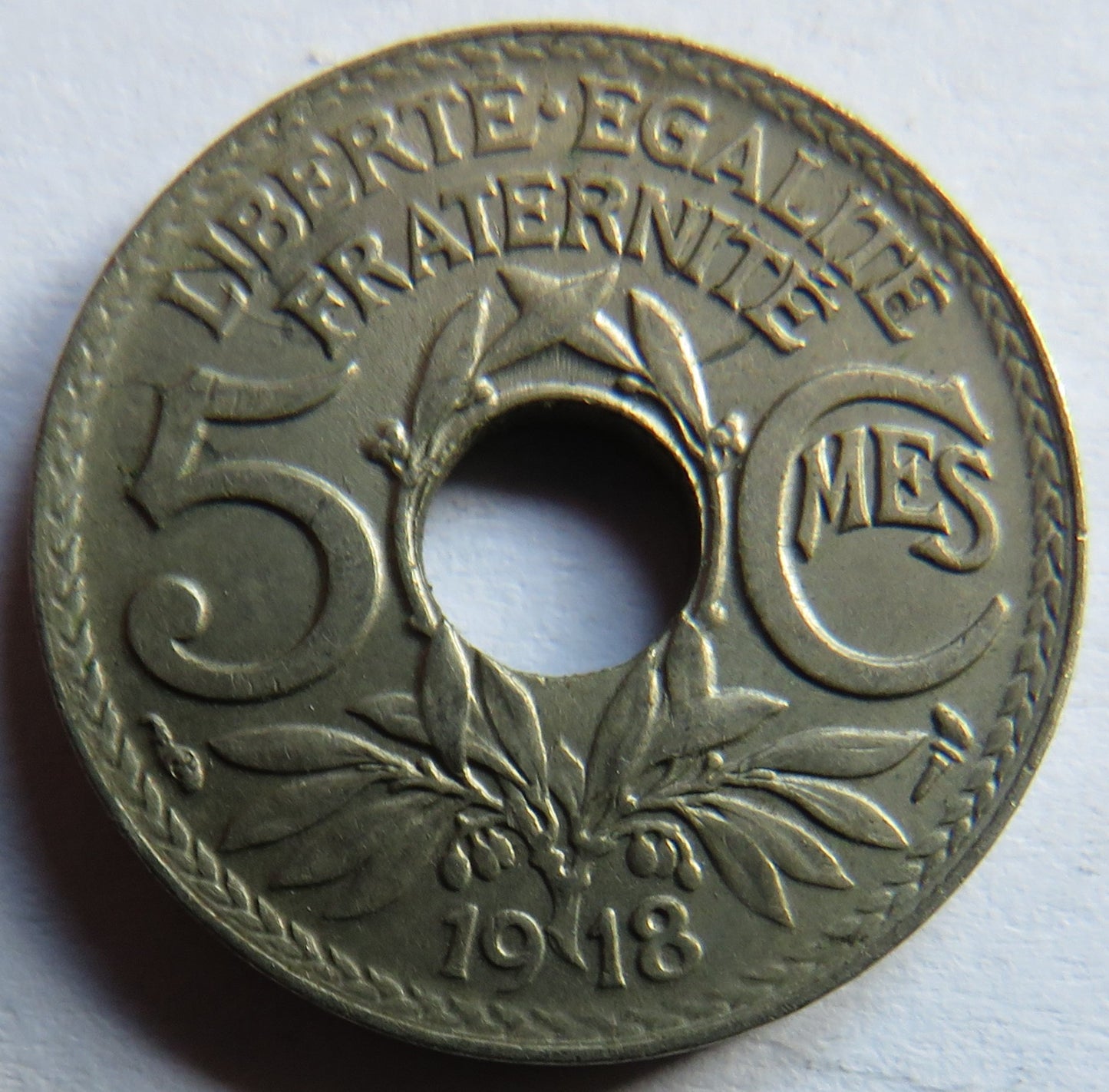 1918 France 5 Centimes Coin