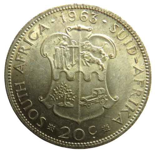 1963 South Africa Silver 20 Cents Coin