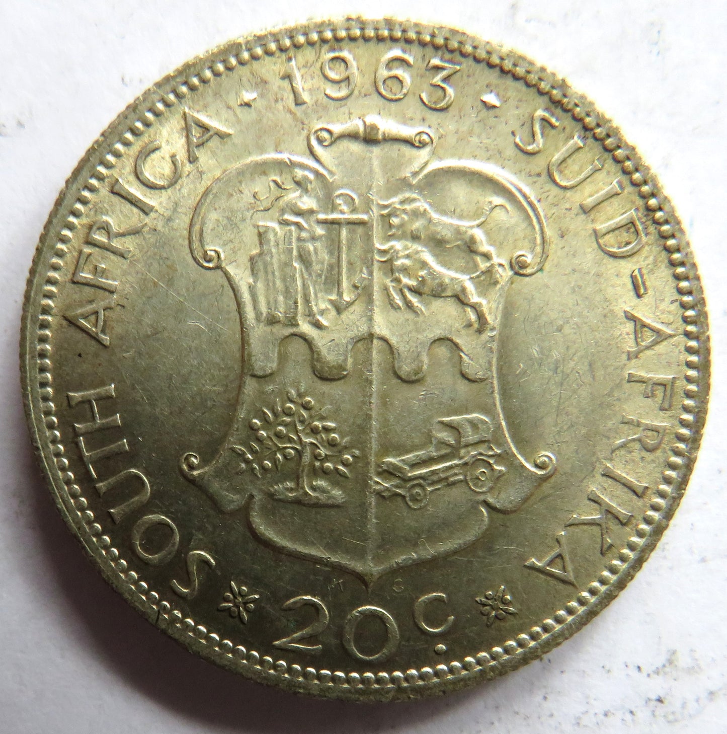 1963 South Africa Silver 20 Cents Coin
