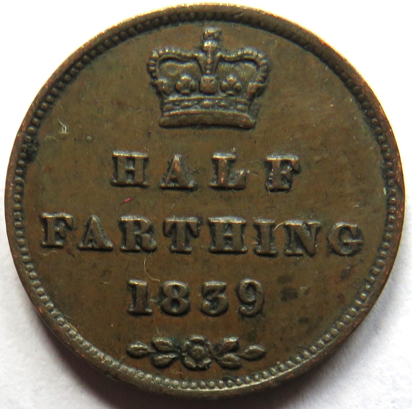 1839 Queen Victoria Half-Farthing Coin - Great Britain
