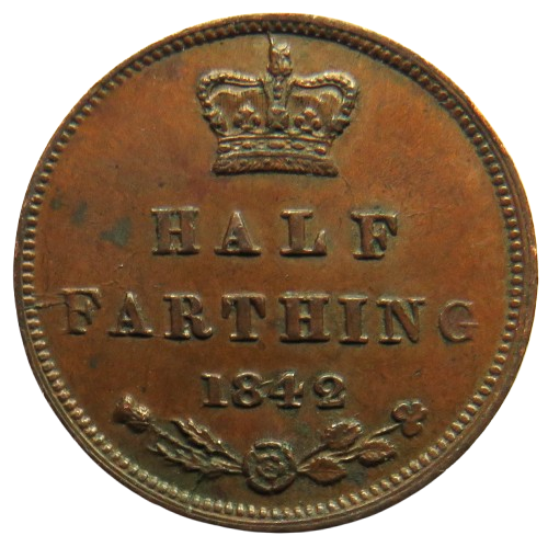 1842 Queen Victoria Half-Farthing Coin - Great Britain
