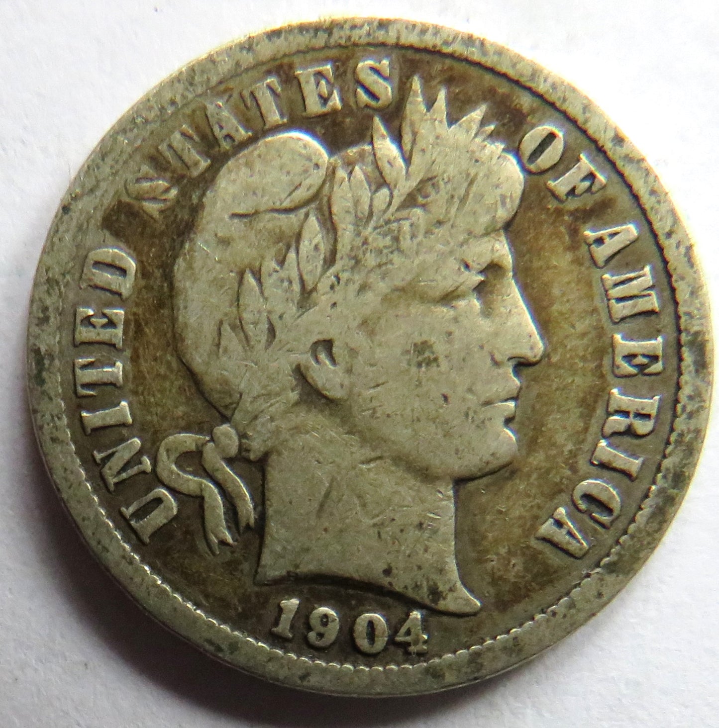 1904 USA Silver Barber One Dime Coin