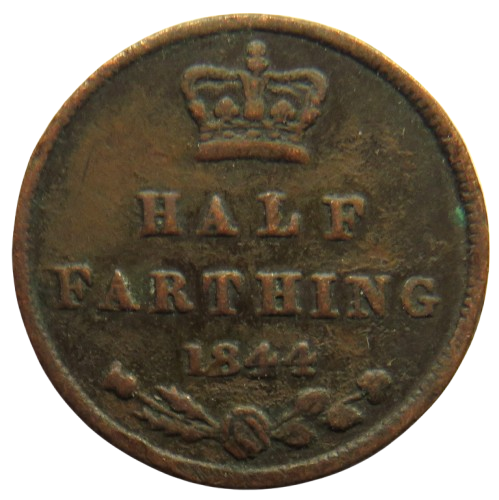 1844 Queen Victoria Half-Farthing Coin - Great Britain