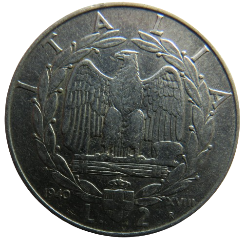 1940 Italy 2 Lire Coin