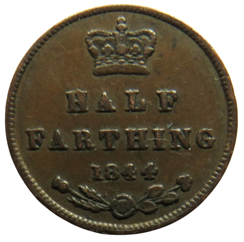1844 Queen Victoria Half-Farthing Coin - Great Britain