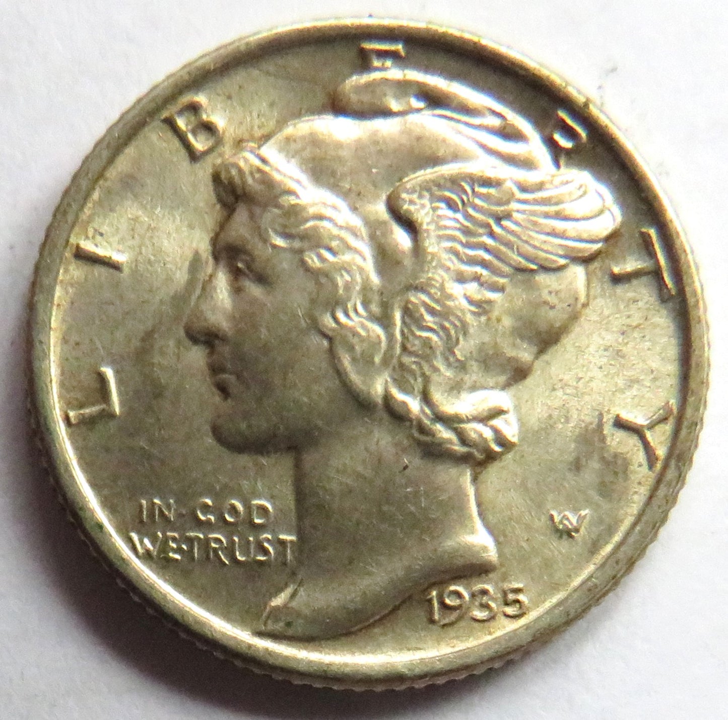 1935 USA Silver Mercury One Dime Coin In High Grade