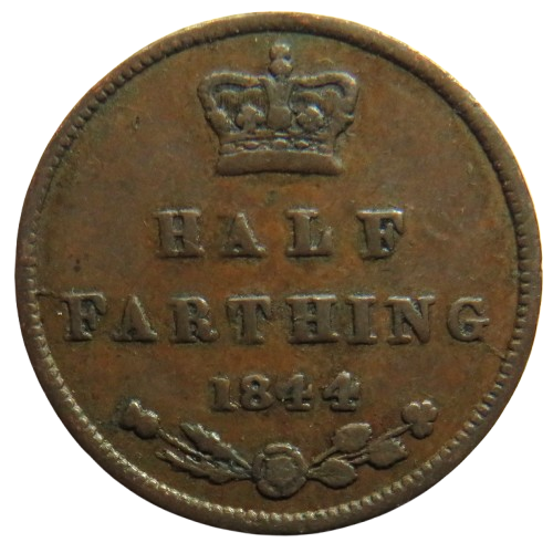 1844 Queen Victoria Half-Farthing Coin - Great Britain
