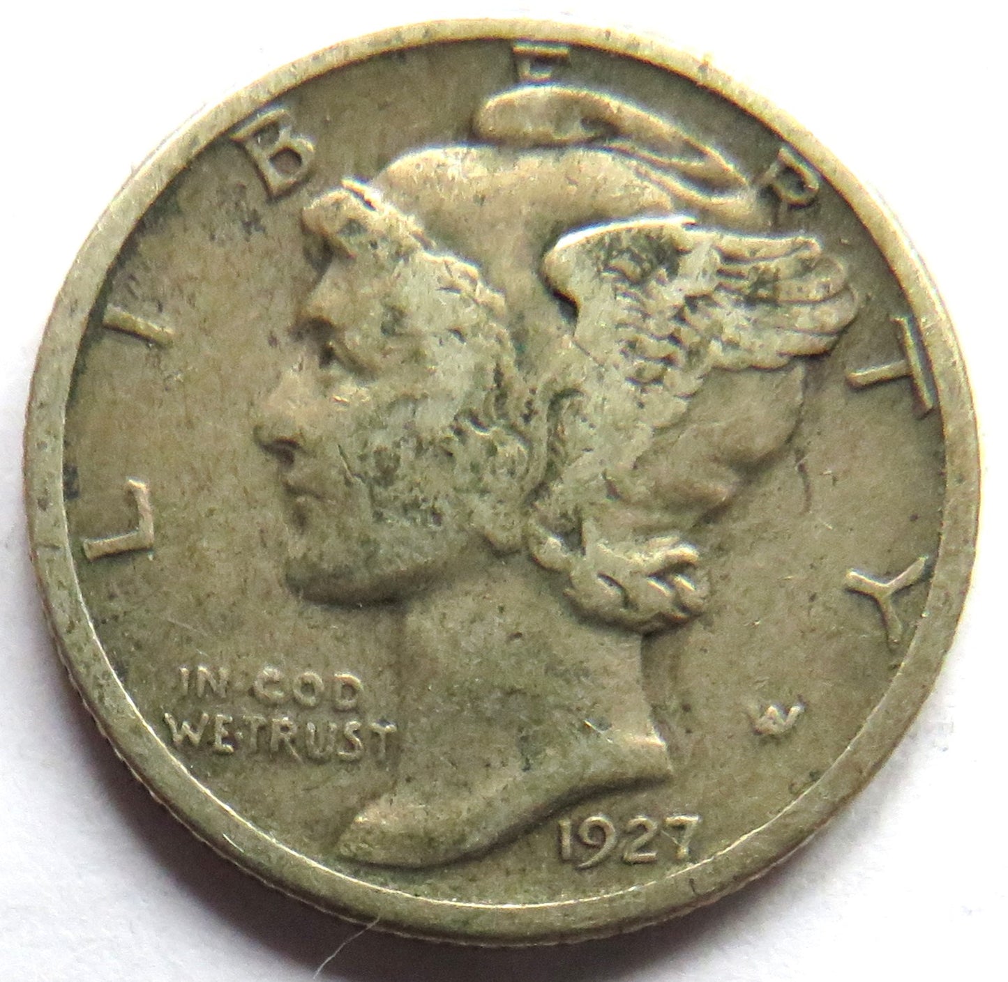 1927 USA Silver Mercury One Dime Coin