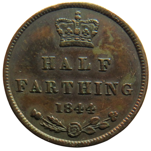 1844 Queen Victoria Half-Farthing Coin - Great Britain