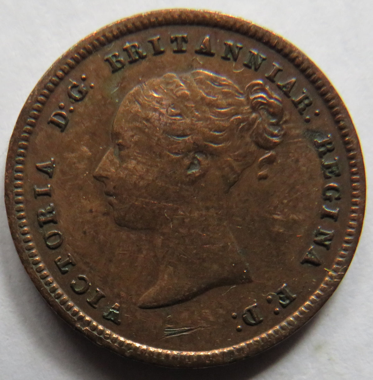 1844 Queen Victoria Half-Farthing Coin - Great Britain image 3