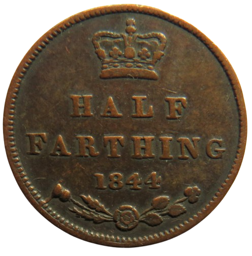 1844 Queen Victoria Half-Farthing Coin - Great Britain