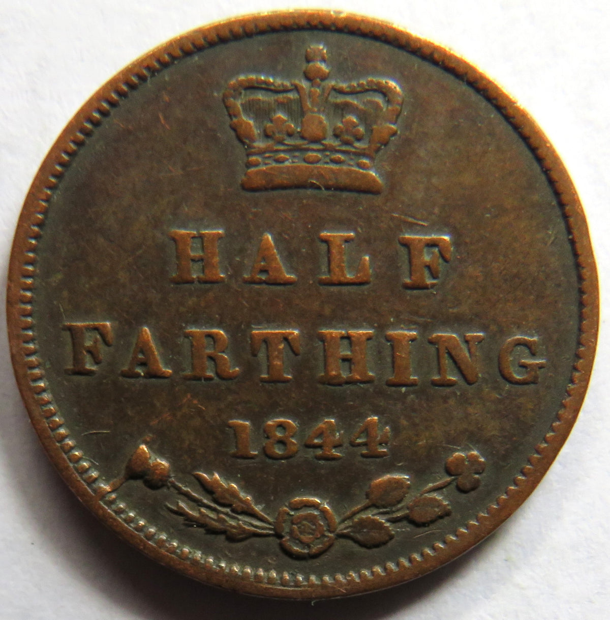 1844 Queen Victoria Half-Farthing Coin - Great Britain image 2