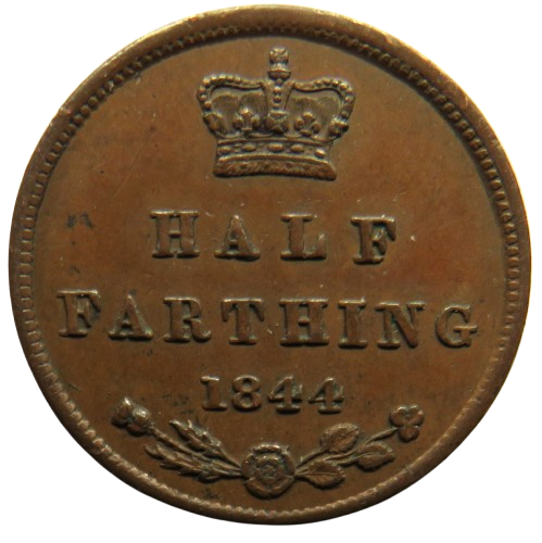 1844 Queen Victoria Half-Farthing Coin - Great Britain