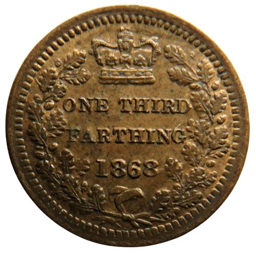 1868 Queen Victoria 1/3 One Third Farthing Coin Higher Grade