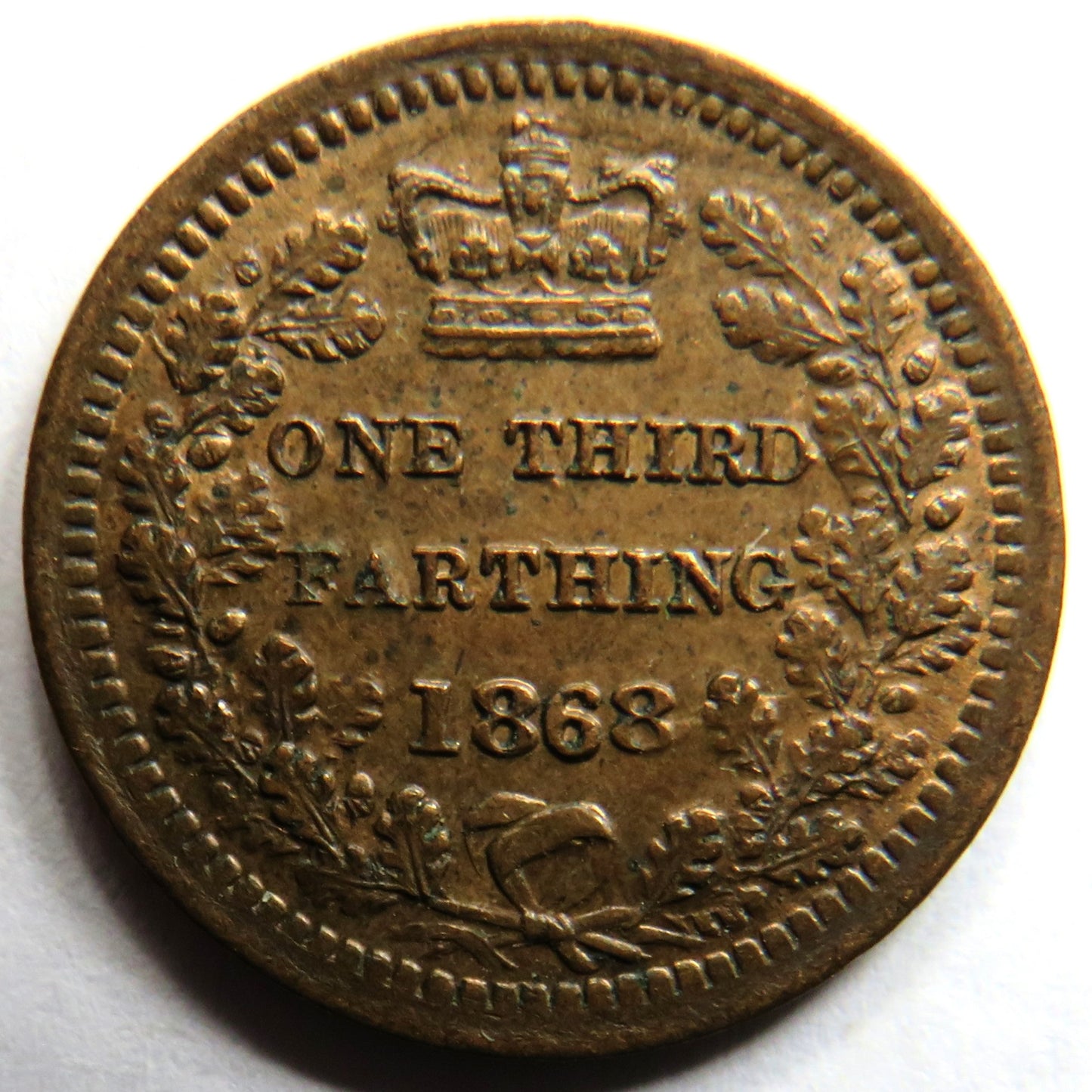 1868 Queen Victoria 1/3 One Third Farthing Coin Higher Grade
