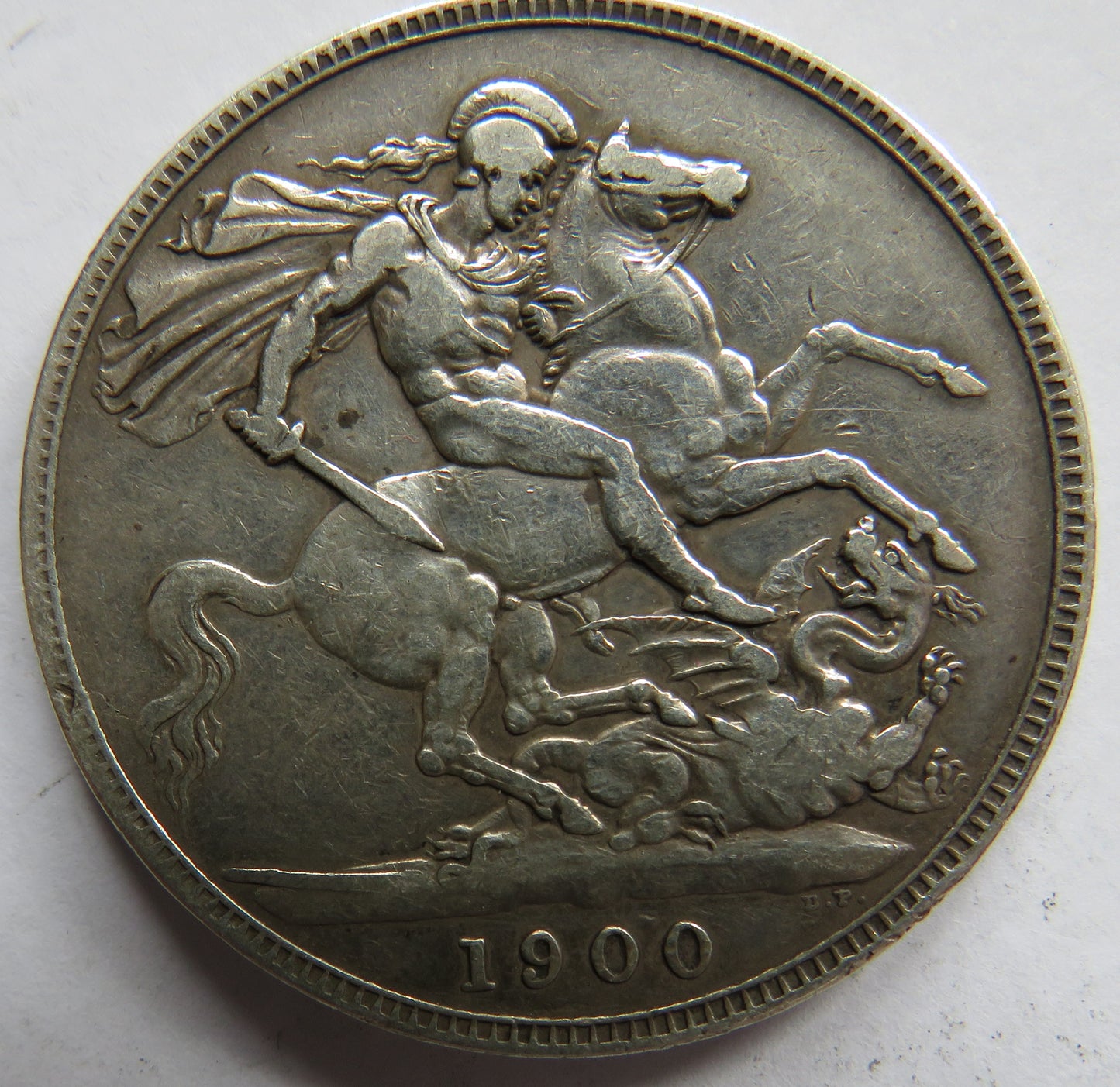 1900 LXIV Queen Victoria Silver Crown Coin - Great Britain