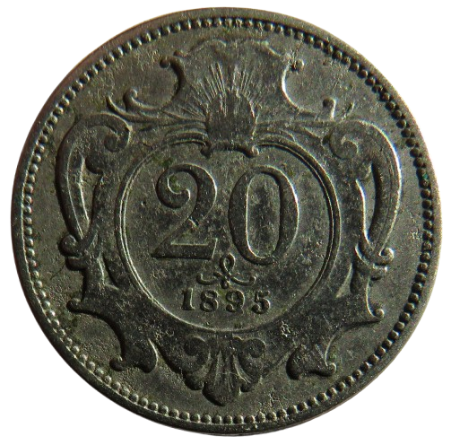 1895 Austria 20 Heller Coin