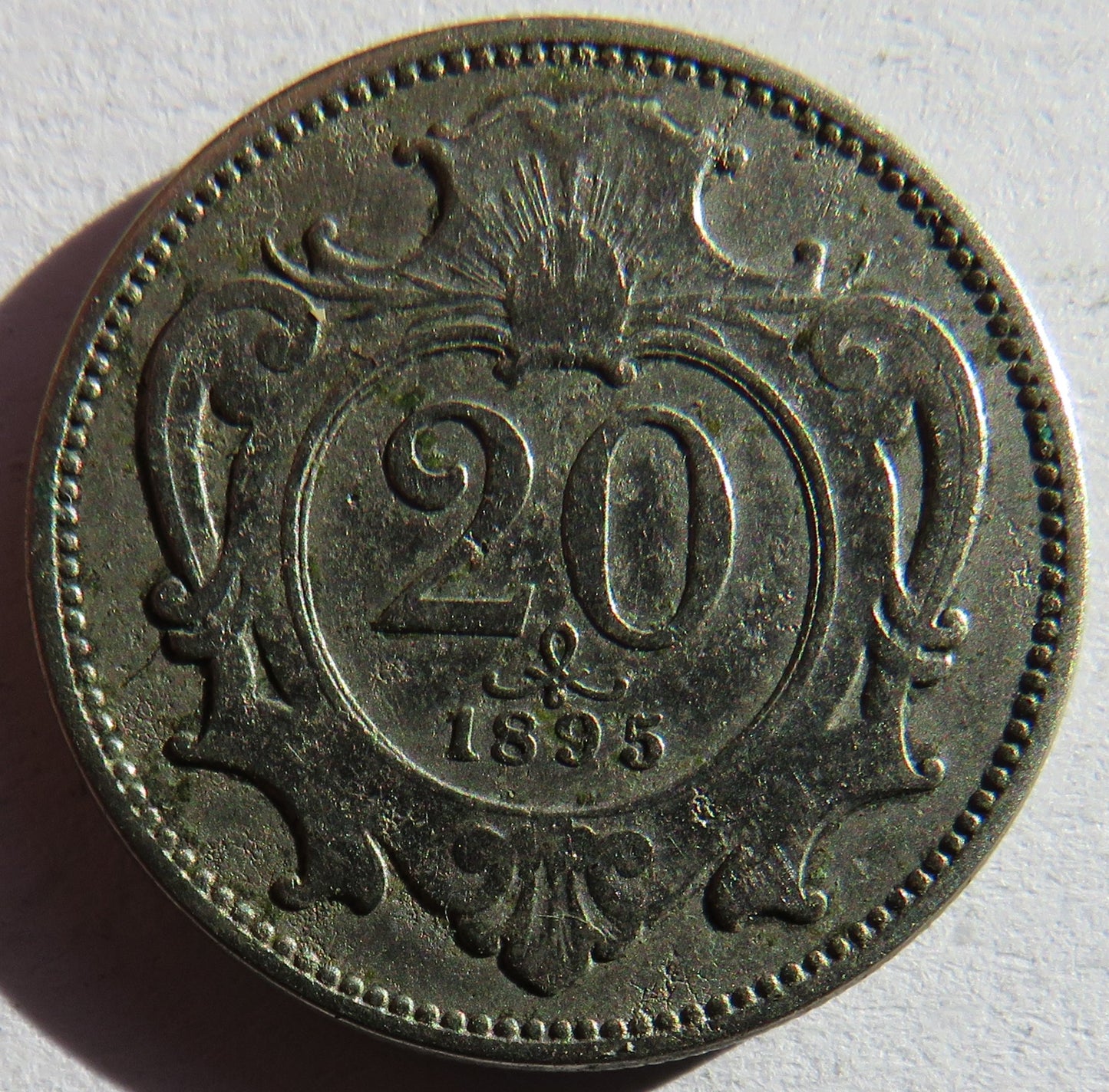 1895 Austria 20 Heller Coin