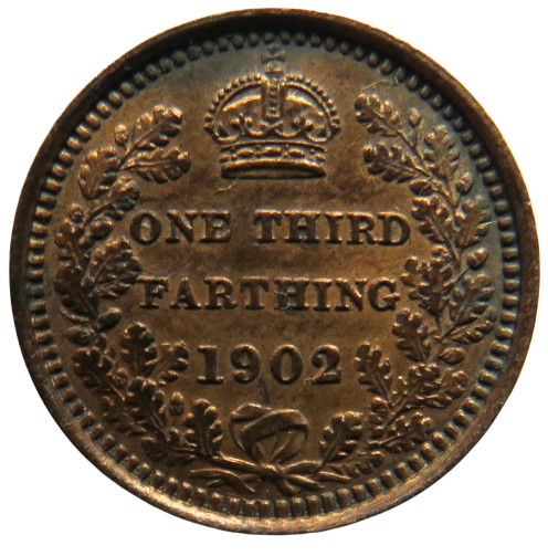 1902 King Edward VII V 1/3 One Third Farthing Coin In Higher Grade