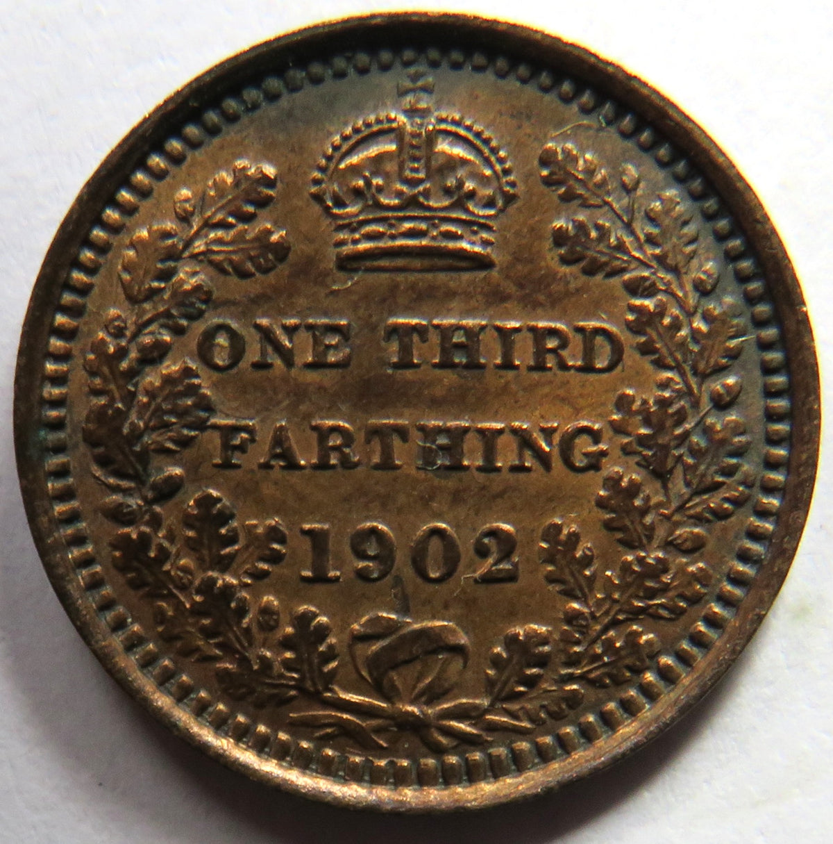 1902 King Edward VII V 1/3 One Third Farthing Coin In Higher Grade image 2