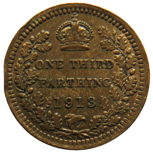 1913 King George V 1/3 One Third Farthing Coin For Use In Malta