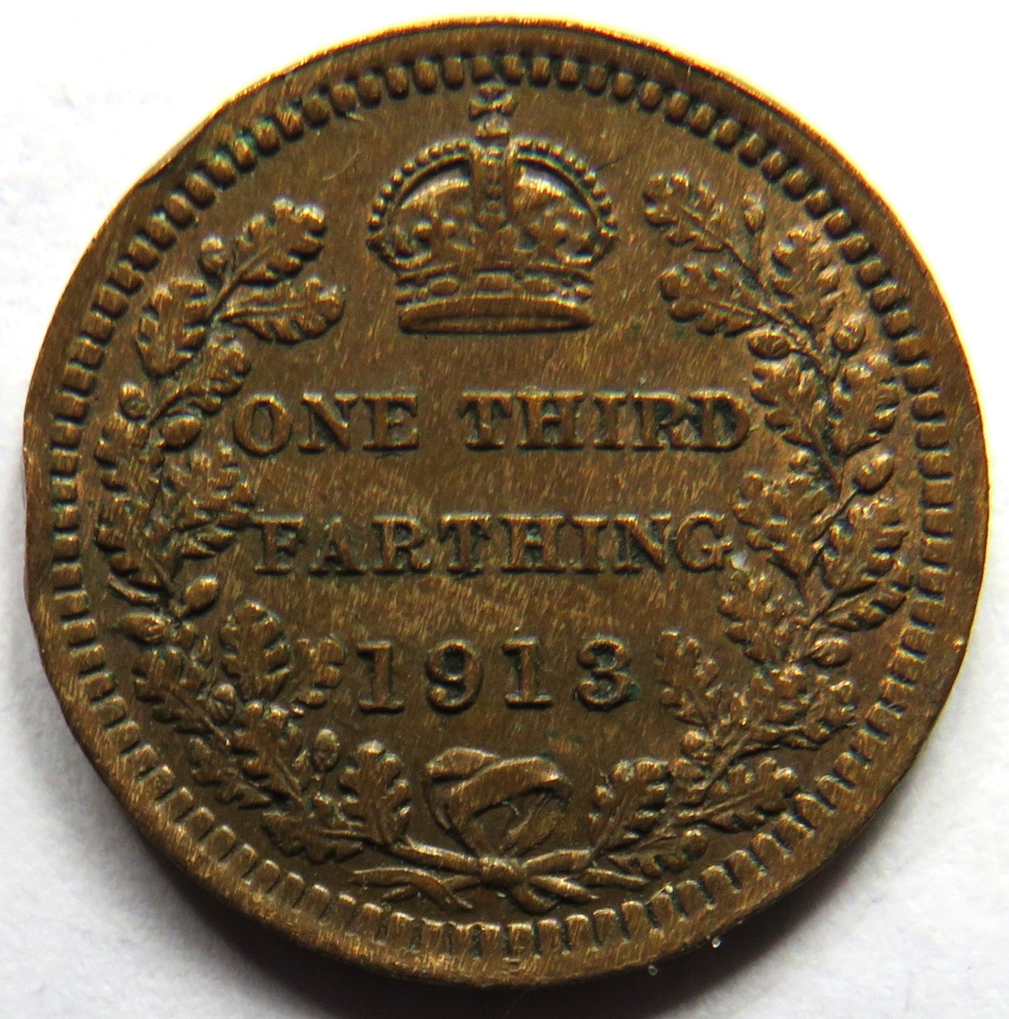 1913 King George V 1/3 One Third Farthing Coin For Use In Malta