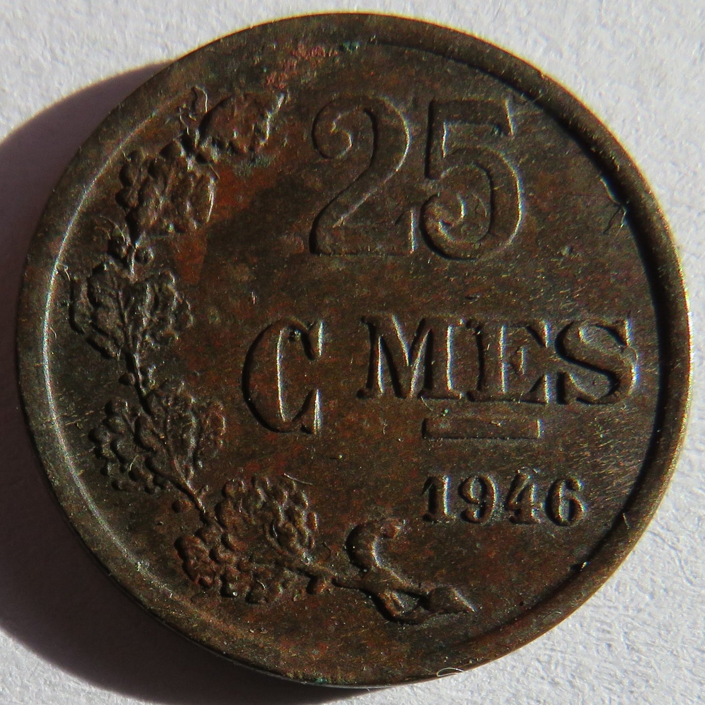 1946 Luxembourg 25 Centimes Coin