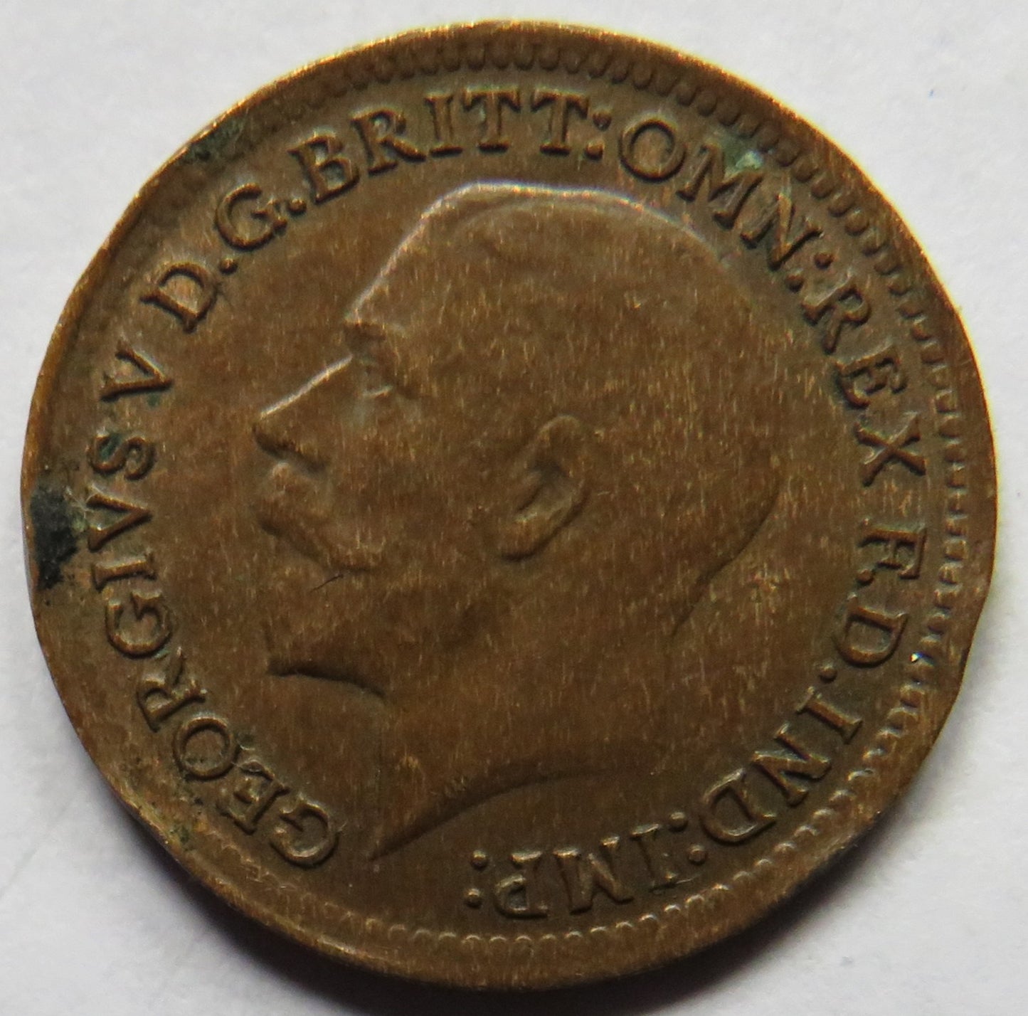 1913 King George V 1/3 One Third Farthing Coin For Use In Malta