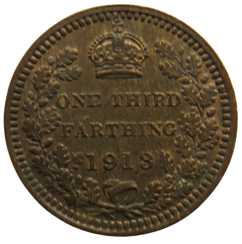 1913 King George V 1/3 One Third Farthing Coin For Use In Malta