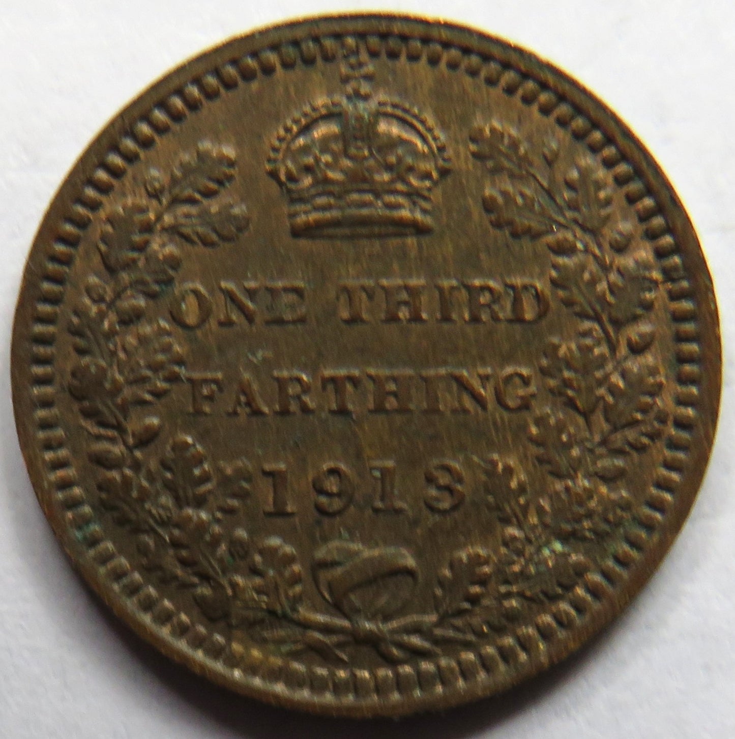1913 King George V 1/3 One Third Farthing Coin For Use In Malta