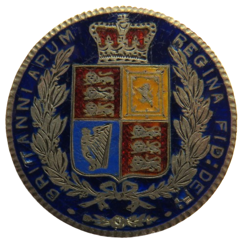 1882 Queen Victoria Young Head Enamelled Silver Halfcrown Coin Brooch