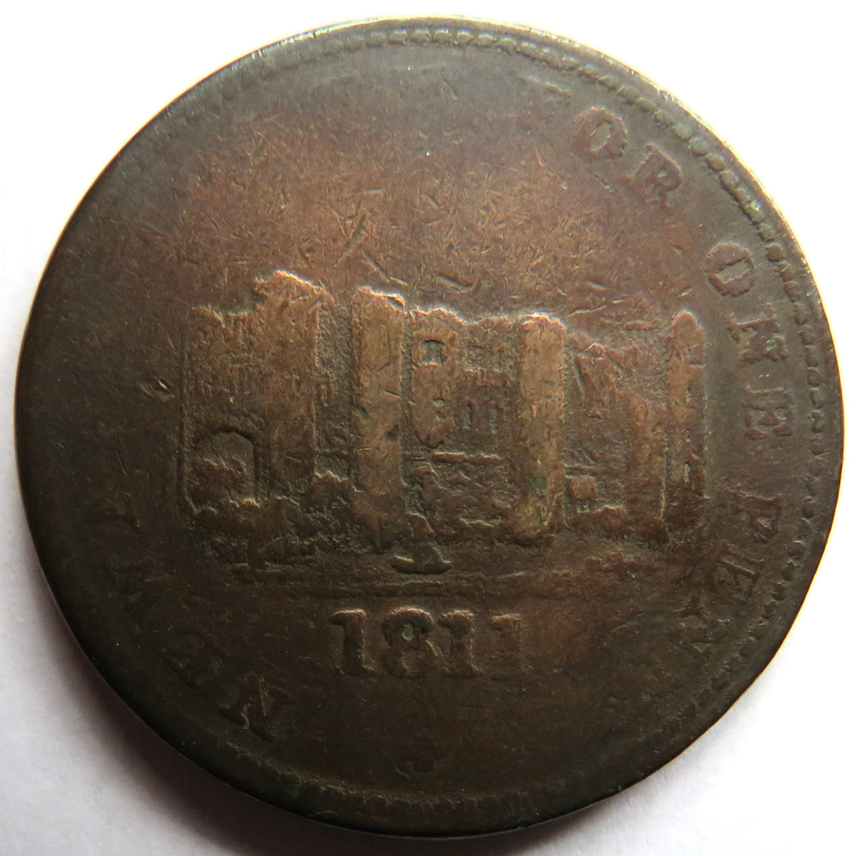 1811 Newark One Penny Token T. Stansall, Charles Moor... image 2