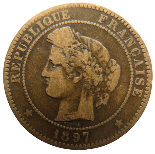 1897-A France 10 Centimes Coin