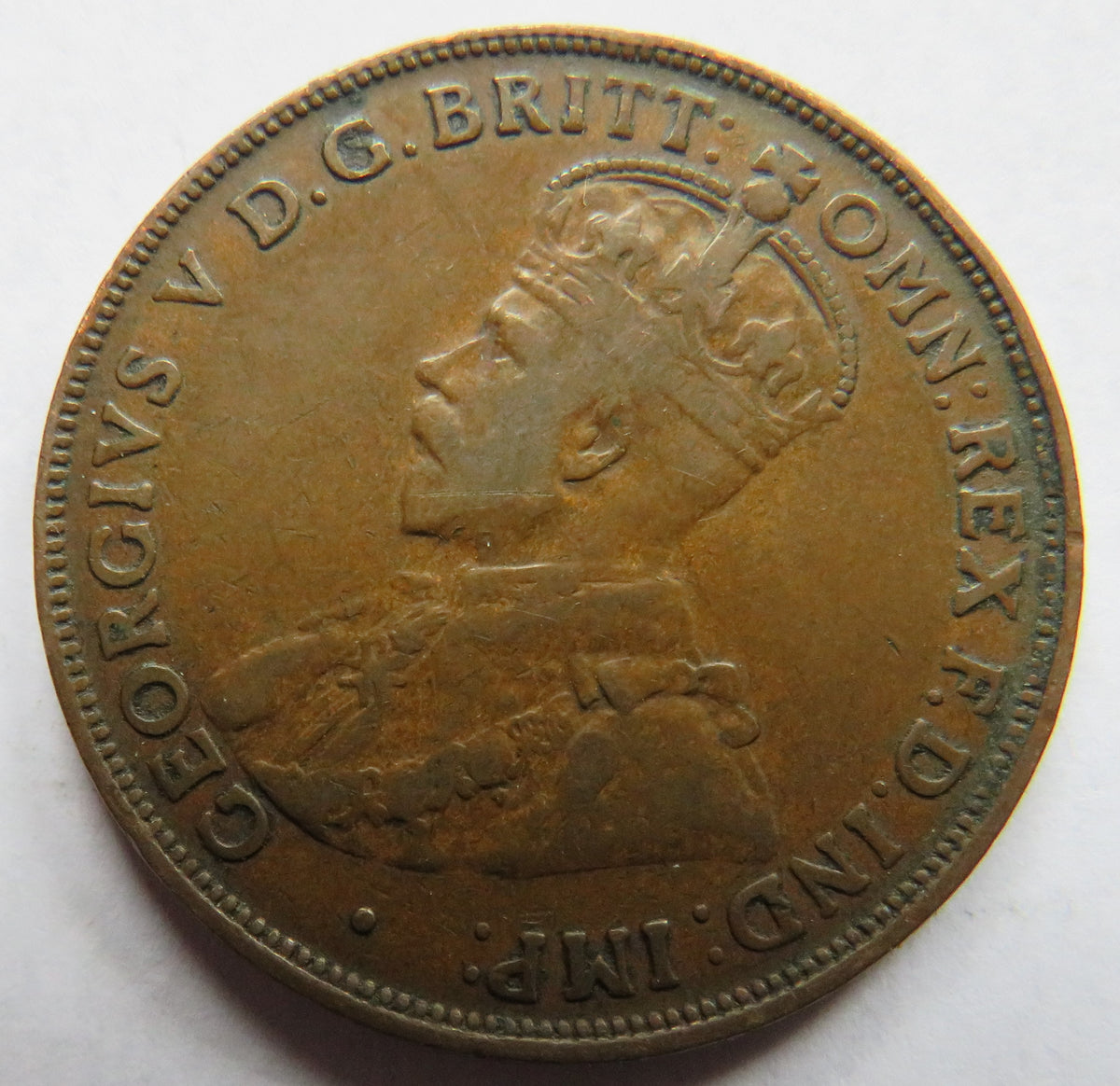 1921 King George V Australia One Penny Coin image 3